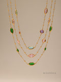 Zenobia Glass Stone Dainty Necklace [L1ZNCXXL]