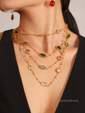 Zenobia Glass Stone Dainty Necklace [YCSJNWPR]