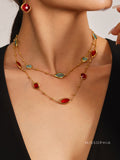 Zenobia Glass Stone Dainty Necklace [P2FL17K3]