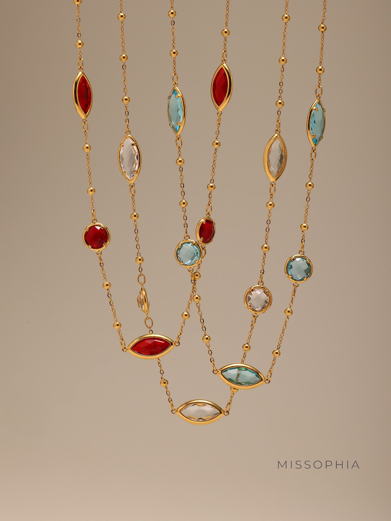 Zenobia Glass Stone Dainty Necklace [N4Y3H8V9]