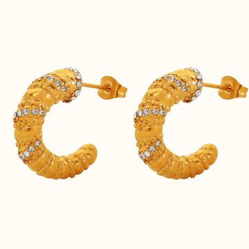 Rosita Gold Braided Sparkle Hoops